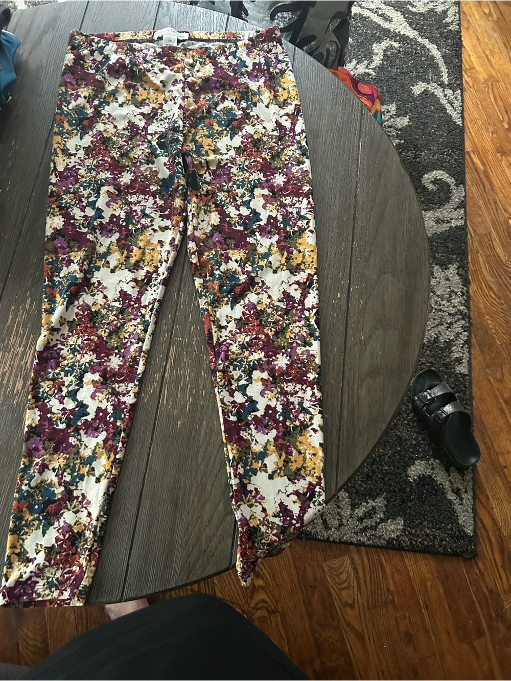 French Laundry Abstract Floral Skirt — White, Mustard, Magenta, Teal